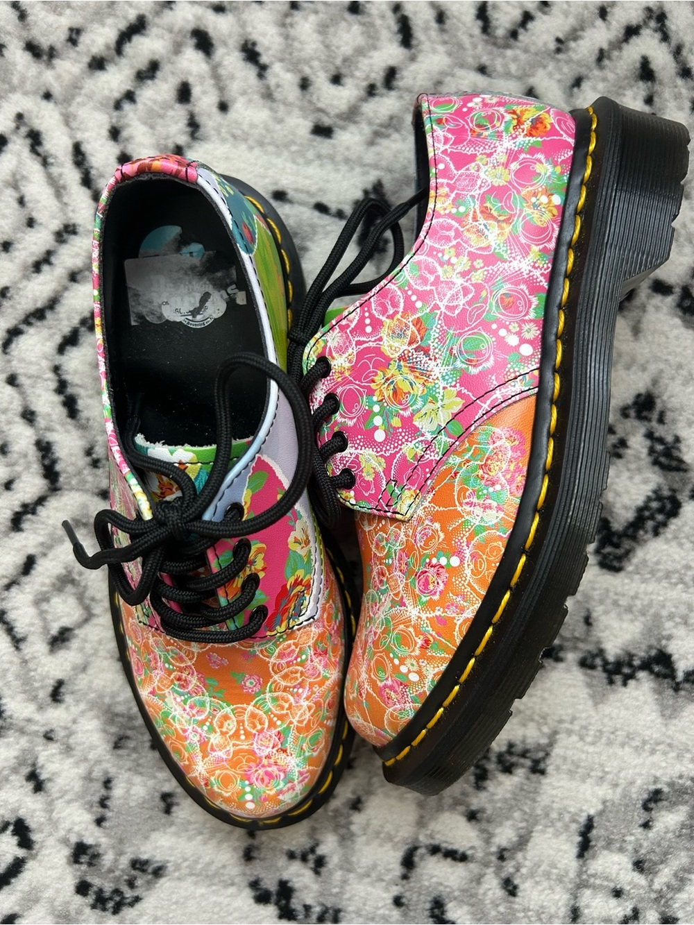 Dr. Martens Floral Lace-Up Oxford in Pink and Orange